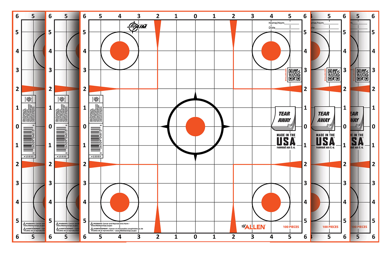 EZ-Aim 15333100 Sight-In  Grid Paper Self-Adhesive 12″ x 12″ Orange/White 100 Per Pack