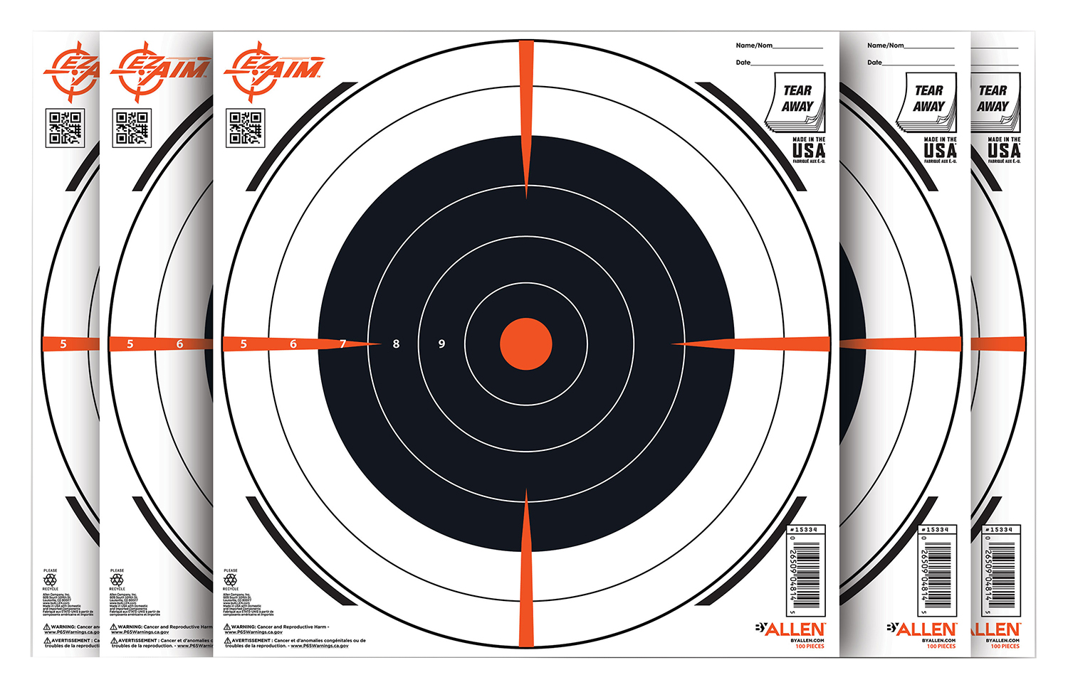 EZ-Aim 15334100 Shooting Target  Bullseye Paper Hanging 12″ x 12″ Black/White 100 Per Pack