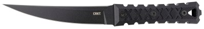 CRKT 2927 HZ6  6.50″ Fixed Plain Black Matte Baked-On Anti Rust SK-5 Steel Blade/Black w/Carved X’s G10 Handle Includes Sheath
