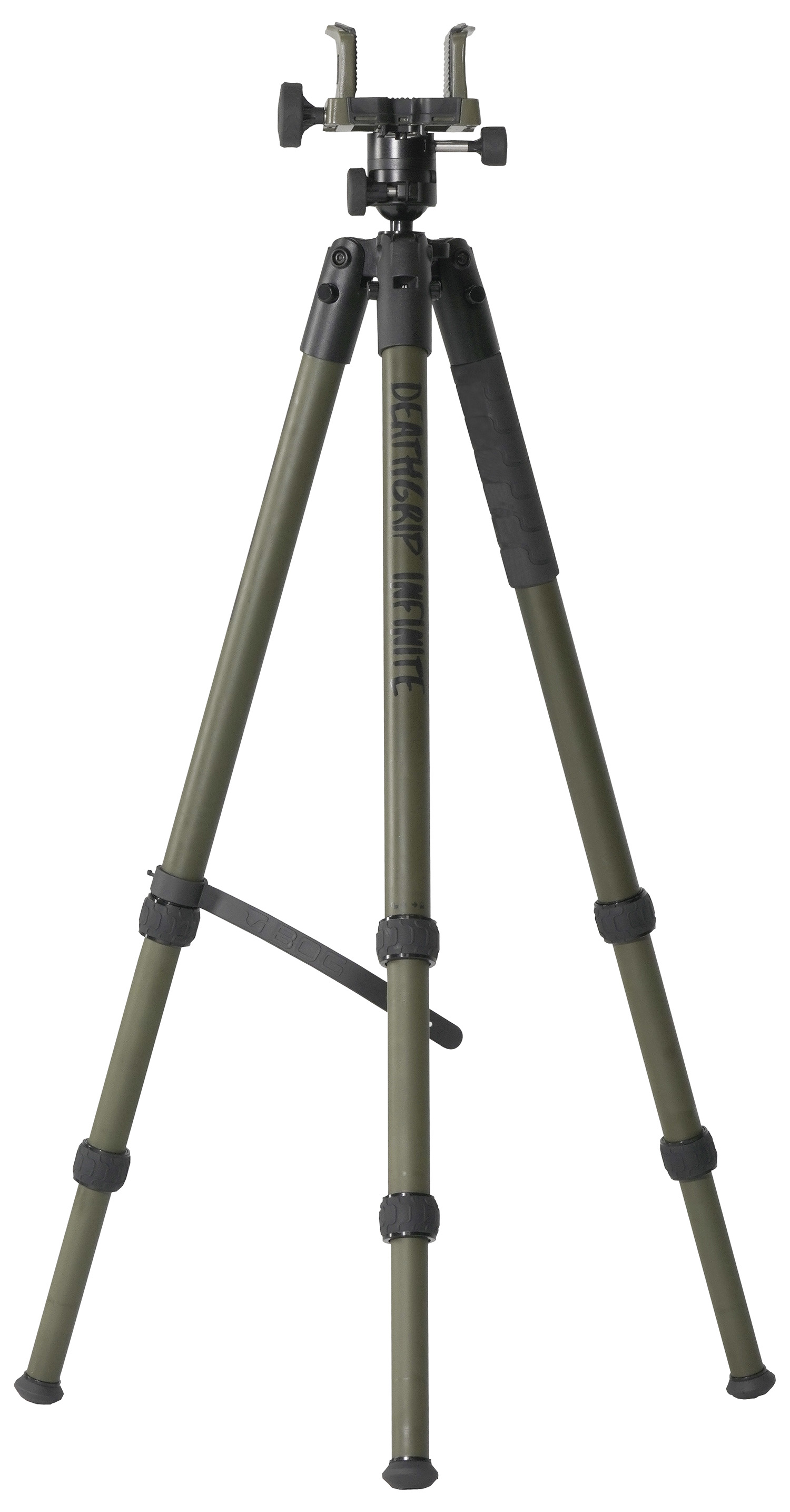 Bog-Pod 1159188 DeathGrip Infinite Tripod, Aluminum with Black/OD Green Finish, Ball Head Mount, Hybrid Foot & DeathGrip Clamping System 6.5″-59″