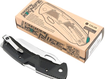 Strike Industries K1BK K1  3.51″ Folding Plain AUS-8A SS Blade Black Textured Polymer Handle Includes Pocket Clip