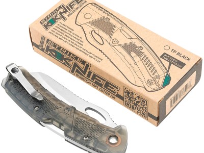 Strike Industries K1TP K1  3.51″ Folding Plain AUS-8A SS Blade Smoke Textured Polymer Handle Includes Pocket Clip