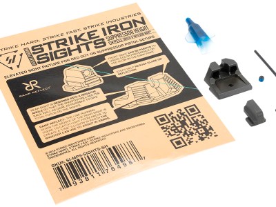 Strike Industries MP9SIGHTSSH Strike Iron Sights  Black/Blank Front Sight Black/Blank Rear Sight Smith & Wesson M&P/M&P M2.0 Suppressor Height