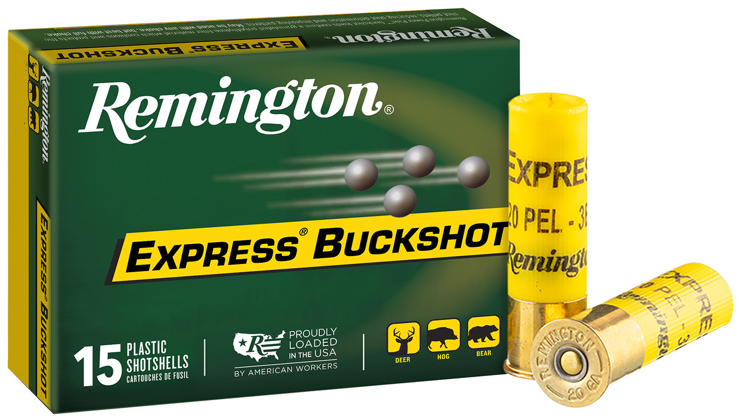 Remington Ammunition 26877 Express Buckshot 20Gauge 2.75″ 3Buck Shot 15 Per Box/5 Case