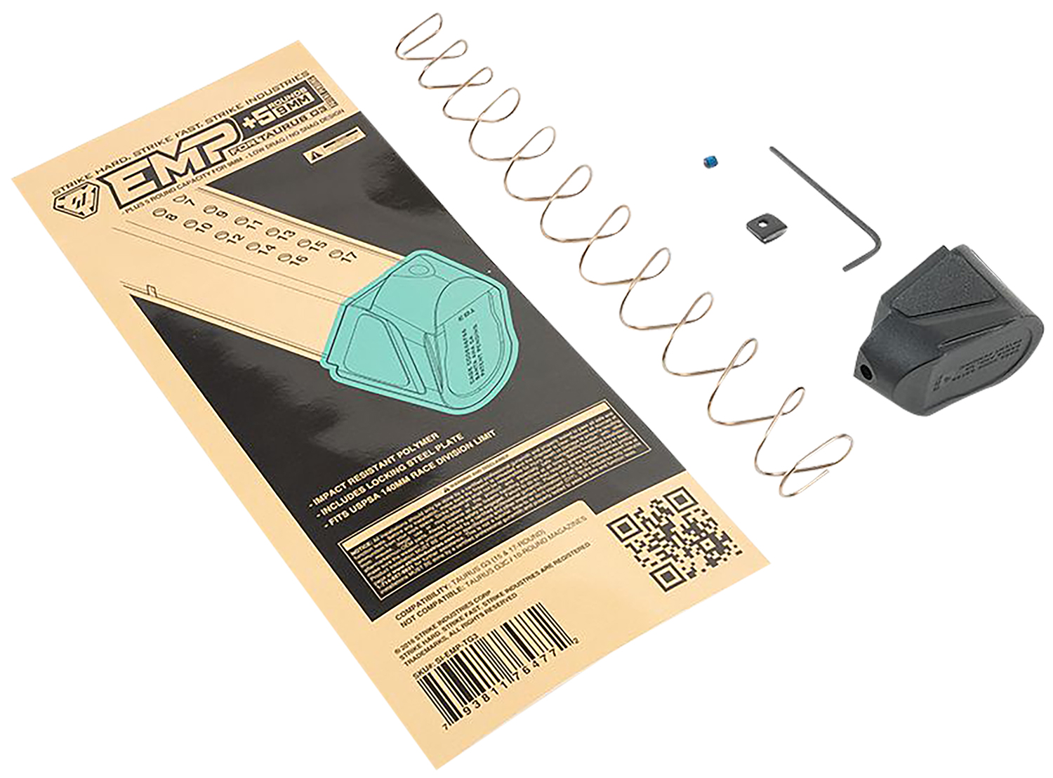 Strike Industries EMPTG3 Enhanced Magazine Plate  Extended +5rd 9mm Luger Black Polymer for Taurus G3