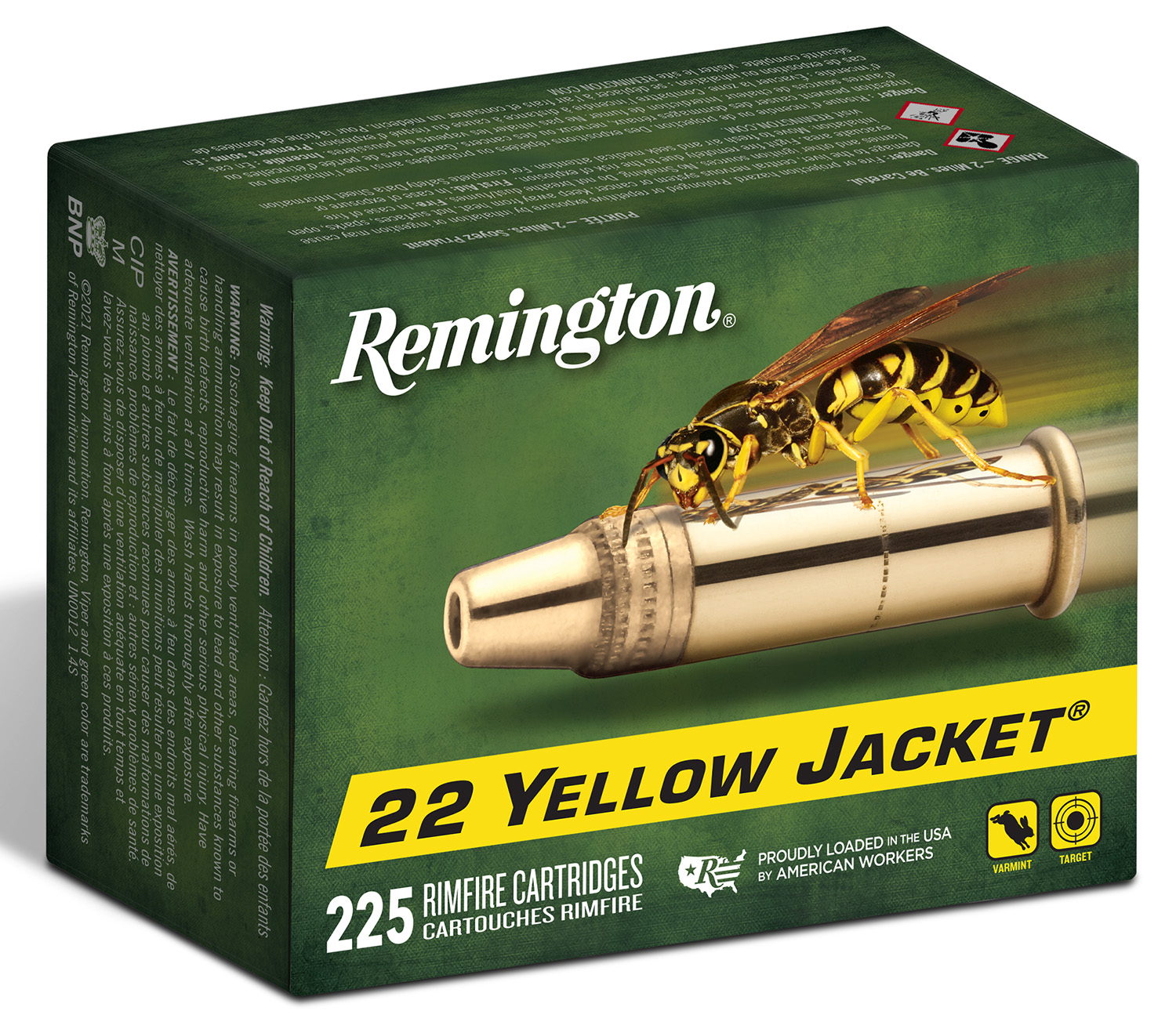 Remington Ammunition 21233 Yellow Jacket Rimfire 22LR 33gr Truncated Cone Hollow Point 225 Per Box/10 Case