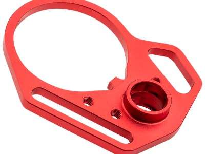 Strike Industries ARULMFEP&ACNRED QD End Plate QD End Plate with Hook Attachments & Anti-Rotation Castle Nut, Red Finish