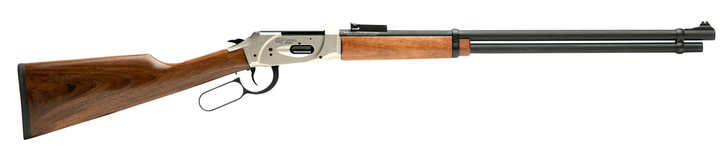 Gforce Arms GFLVR410NKL Saddlehorn  Full Size 410 Gauge Lever 2.50″ 9+1 24″ Black Steel Barrel, Nickel Aluminum Receiver, Fixed Turkish Walnut Wood Stock, Right Hand
