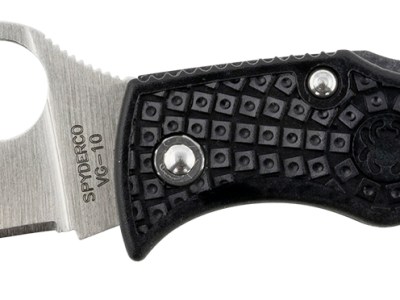 Spyderco MBKP Manbug  1.95″ Folding Plain Stonewashed VG-10 SS Blade, Black FRN Handle