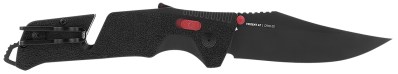 S.O.G SOG11120141 Trident AT 3.70″ Folding Clip Point Plain Black TiNi Cryo D2 Steel Blade/Black w/Red Accents GRN Handle Features Line Cutter/Glass Breaker