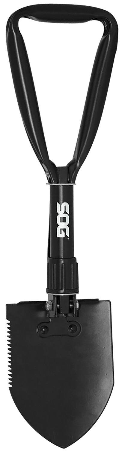 S.O.G SOGF08N Entrenching Tool  Folding Shovel Plain/Serrated Blade Black Powder Coated High Carbon Steel Handle 18.25″ Long Includes Sheath