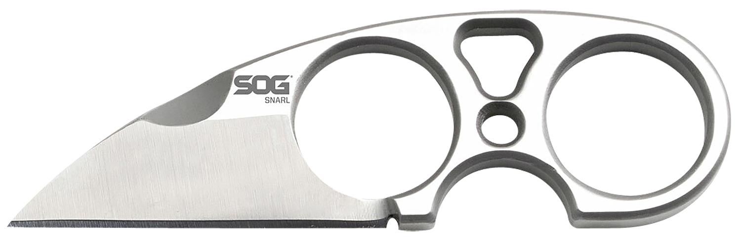 S.O.G SOG-JB01K-CP Snarl  2.30″ Fixed Plain Sheepsfoot Satin 9Cr18MoV SS Blade/ Silver Stainless Steel Handle