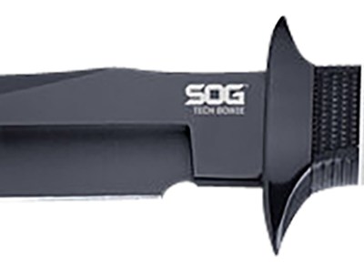 S.O.G SOGS10BK Tech Bowie  6.40″ Fixed Plain Clip Point Black Hardcased TiNi AUS8 SS Blade/ Black w/ White “SOG” Logo Kraton Handle