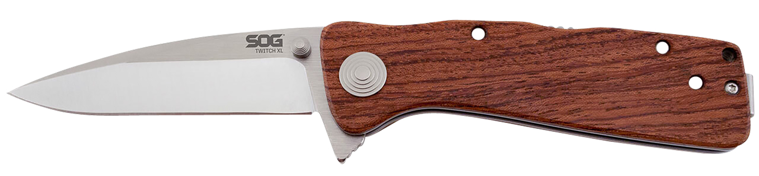 S.O.G SOGTWI17CP Twitch II 2.65″ Folding Drop Point Plain Satin AUS-8A SS Blade Brown Rosewood Handle Includes Pocket Clip