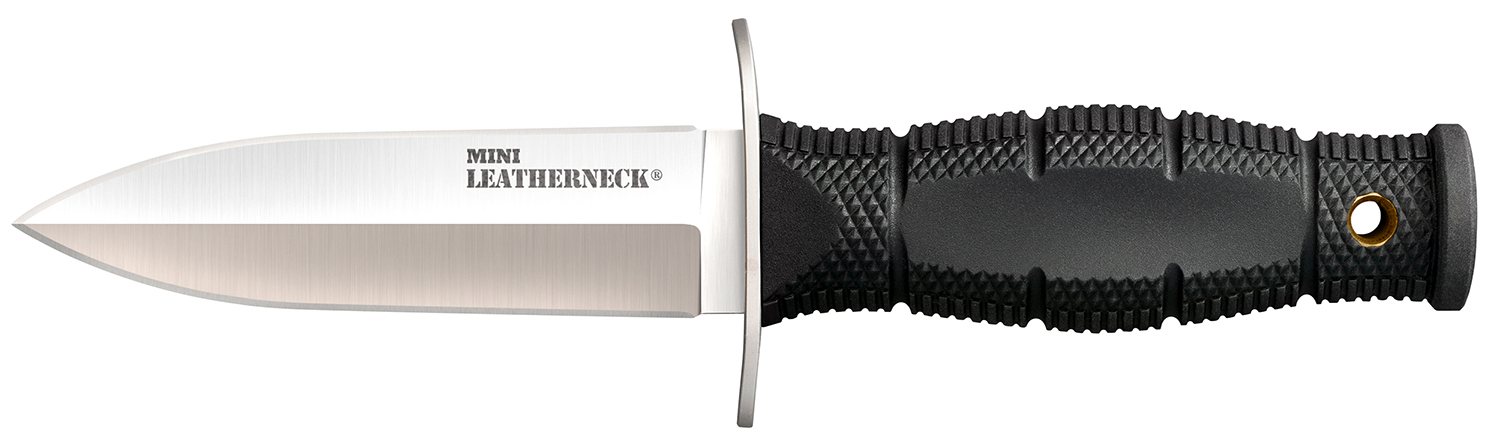 Cold Steel CS39LSAC Leatherneck Double Edge Mini 3.50″ Fixed Plain 8Cr13MoV SS Blade/3.25″ Black Deep Checkered w/Double Quillon Guard Kray-Ex Handle Includes Sheath