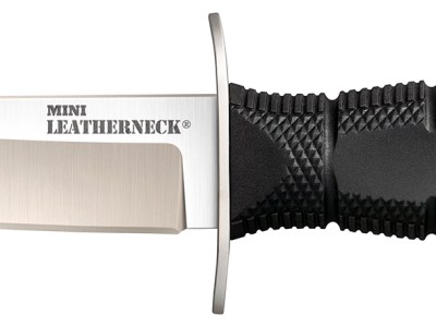 Cold Steel CS39LSAA Leatherneck  Mini 3.50″ Fixed Tanto Plain Satin 8Cr13MoV SS Blade/3.25″ Black Deep Checkered w/Double Quillon Guard Kray-Ex Handle Includes Sheath