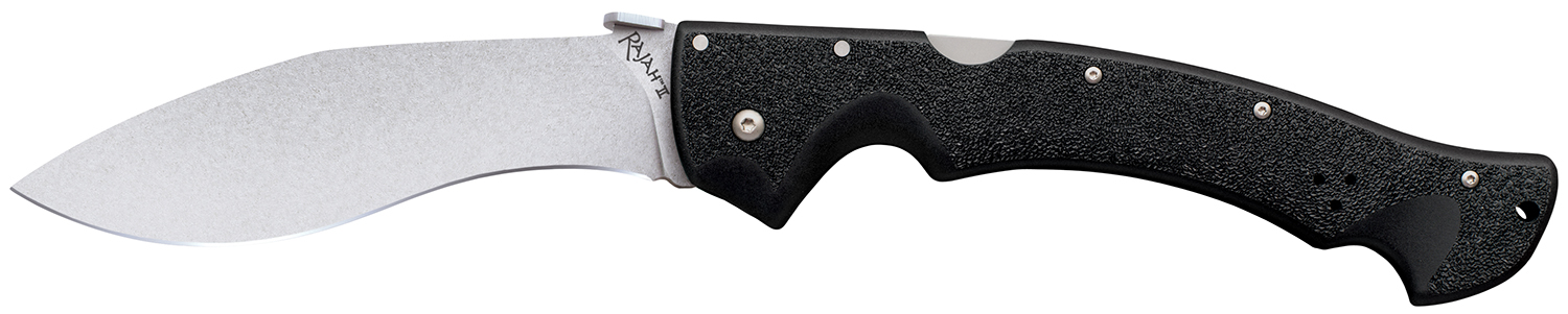 Cold Steel CS-62JL Rajah II 6″ Folding Plain Stone Washed Japanese AUS-10A SS Blade/ Black Griv-Ex Handle