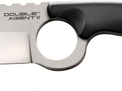Cold Steel CS39FN Double Agent ll 3″ Fixed Plain Satin AUS-8A SS Blade Black w/Double Ring Griv-Ex Handle Includes Bead Chain Lanyard/Sheath