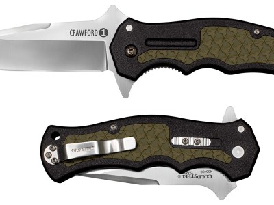 Cold Steel CS20MWCZ Crawford 1 3.50″ Folding Plain Clip Point 4034 Stainless Steel Blade Black w/OD Green Traction Inlays GRN Handle Blister Pack Packaging
