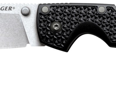 Cold Steel CS29AB Voyager Large 4″ Folding Plain Drop Point Stone Washed AUS 10A Steel Blade/Black Textured Griv-Ex Handle