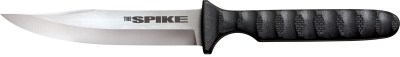Cold Steel CS-53NBS Spike  4″ Fixed Bowie Plain 4116 Stainless Steel Blade/Black Scalloped Griv-Ex Handle Includes Sheath