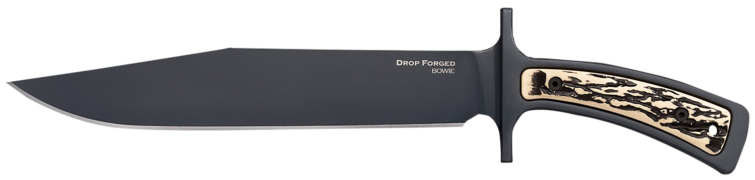 Cold Steel CS-36MK Drop Forged  9.50″ Fixed Bowie Plain Black 52100 High Carbon Steel Blade/ Black & Ivory Faux Stag Handle Includes Belt Loop/Sheath