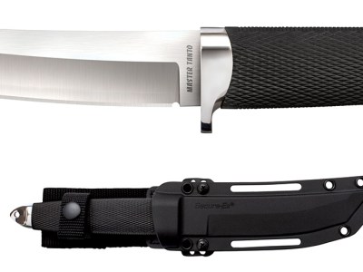 Cold Steel CS-35AB San Mai Master 6″ Fixed Tanto Plain Satin VG-10 San Mai Blade/Black Textured/Oval Kray-Ex Handle Includes Sheath