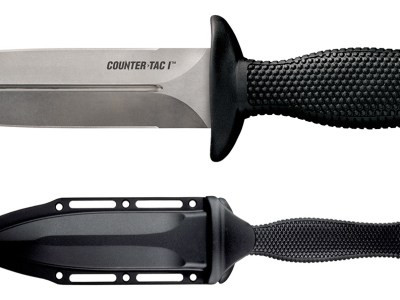 Cold Steel CS10BCTL Counter TAC I 5″ Fixed Spear Point Plain Stone Washed AUS-8A SS Blade/ Black Textured Kray-Ex Handle Includes Belt Clip/Sheath