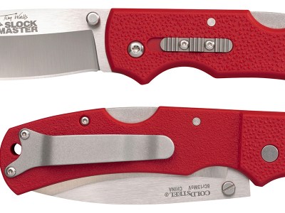 Cold Steel CS23JK Double Safe Slock Master 3.50″ Folding Drop Point Plain 8Cr13MoV SS Blade/Red Textured GFN Handle Includes Pocket Clip