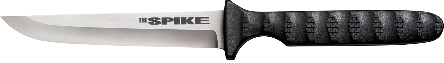 Cold Steel CS-53NCC Spike  4″ Fixed Drop Point Plain Cryo 4116 SS Blade/Black Scalloped Griv-Ex Handle Includes Bead Chain Lanyard/Sheath