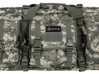 GPS Bags DRC28ACU Double Rifle Case A-TACS AU 600D Polyester w/ 2 Padded Pistol Sleeves MOLLE Webbing & Lockable Zippers
