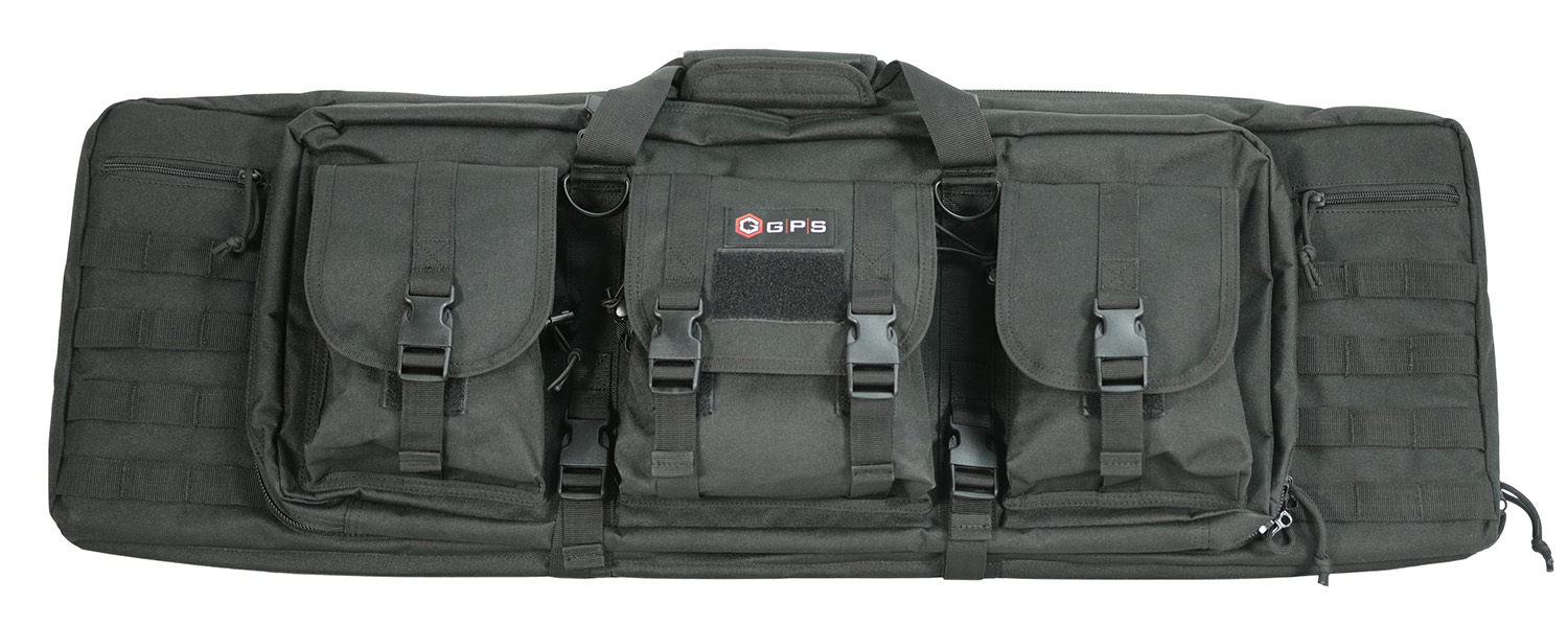 GPS Bags DRC36 Double Rifle Case 36″ Black 600D Polyester w/ 2 Padded Pistol Sleeves MOLLE Webbing & Lockable Zippers