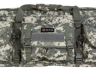 GPS Bags DRC55ACU Double Rifle Case A-TACS AU 600D Polyester w/ 2 Padded Pistol Sleeves MOLLE Webbing & Lockable Zippers