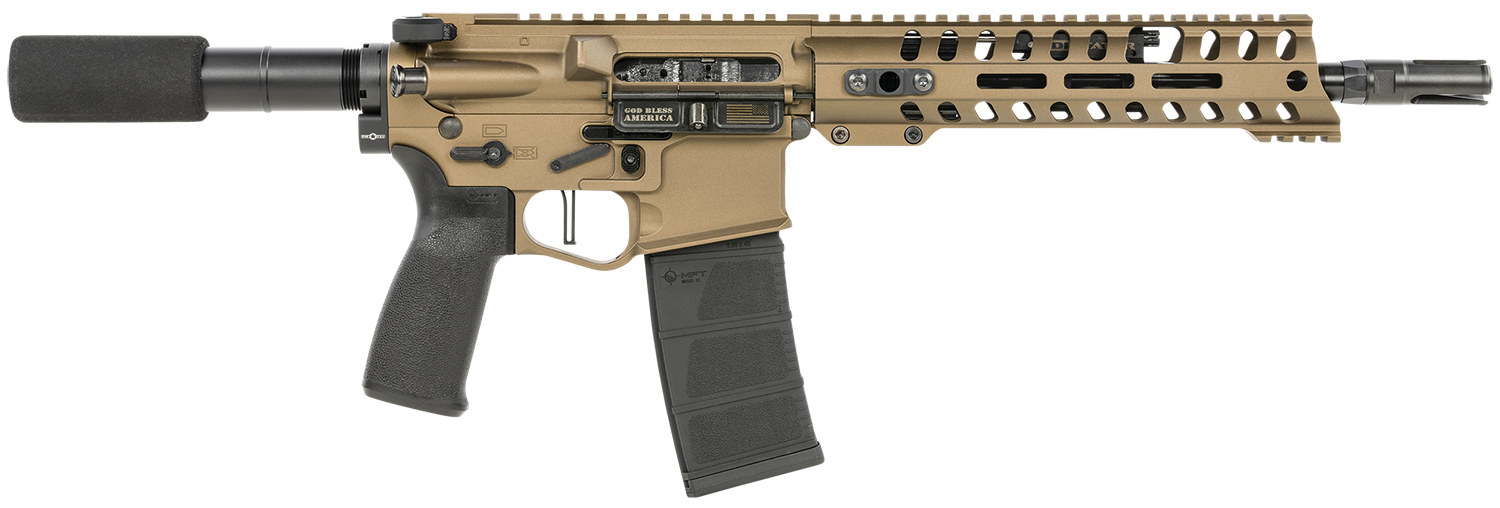 Patriot Ordnance Factory 01797 Renegade + Direct Impingement 300 Blackout 30+1 10.50″ Black Nitride Aluminum Barrel, 9″ M-LOK Handguards, Burnt Bronze Aluminum Buffer Tube, Black Polymer Grips