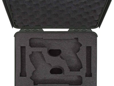 Nanuk 910GLOCK6 910 Glock Compatible 2 Up Pistol Case Olive Polymer w/ Latches Closed-Cell Foam Padding & Airline Approved 13.20″ L x 9.20″ W x 4.10″ H Interior Dimensions