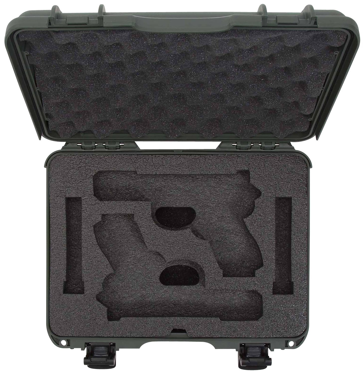 Nanuk 910GLOCK6 910 Glock Compatible 2 Up Pistol Case Olive Polymer w/ Latches Closed-Cell Foam Padding & Airline Approved 13.20″ L x 9.20″ W x 4.10″ H Interior Dimensions