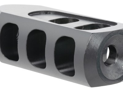 TacFire  Tanker Muzzle Brake  Black Oxide Steel with 1/2″-28 tpi Threads 2.76″ OAL 1.37″ Diameter for 5.56x45mm NATO