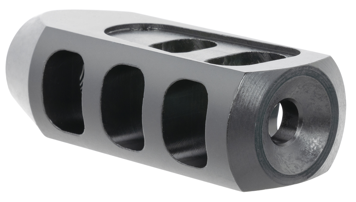 TacFire  Tanker Muzzle Brake  Black Oxide Steel with 1/2″-28 tpi Threads 2.76″ OAL 1.37″ Diameter for 5.56x45mm NATO