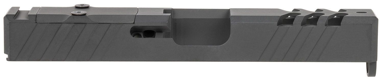 TacFire  Replacement Slide  9mm Luger Graphite Black Cerakote Stainless Steel with Optics Cut & Slide Ports for Glock 19 Gen3