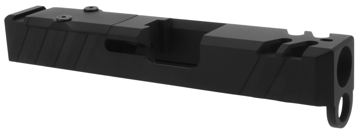 TacFire  Replacement Slide  9mm Luger Graphite Black Cerakote Stainless Steel with Optics Cut & Slide Ports for Glock 26 Gen3