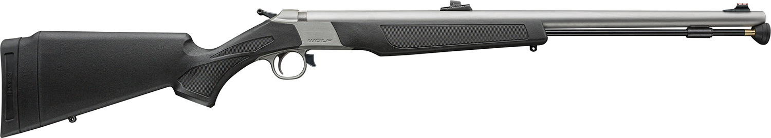 CVA PR2117SVP Wolf V2 50 Cal 209 Primer 24″ Matte Stainless Steel Barrel, Drilled & Tapped Stainless Steel Receiver, Fixed Black Synthetic Stock, Williams Fiber Optic Sights