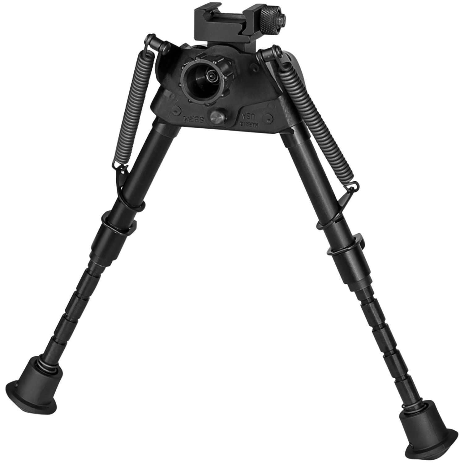 Harris Bipods S-BRMP Swivel BR Picatinny, 6-9″, Black Steel/Aluminum, Notched Legs, Rubber Feet