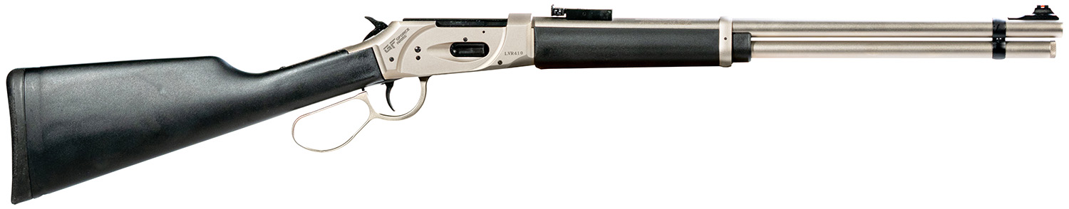 Gforce Arms GFLVR20SS Saddlehorn  Full Size 410 Gauge Lever 2.50″ 7+1 20″ Stainless Steel Barrel, Stainless Aluminum Receiver, Fixed Black Synthetic Stock, Right Hand