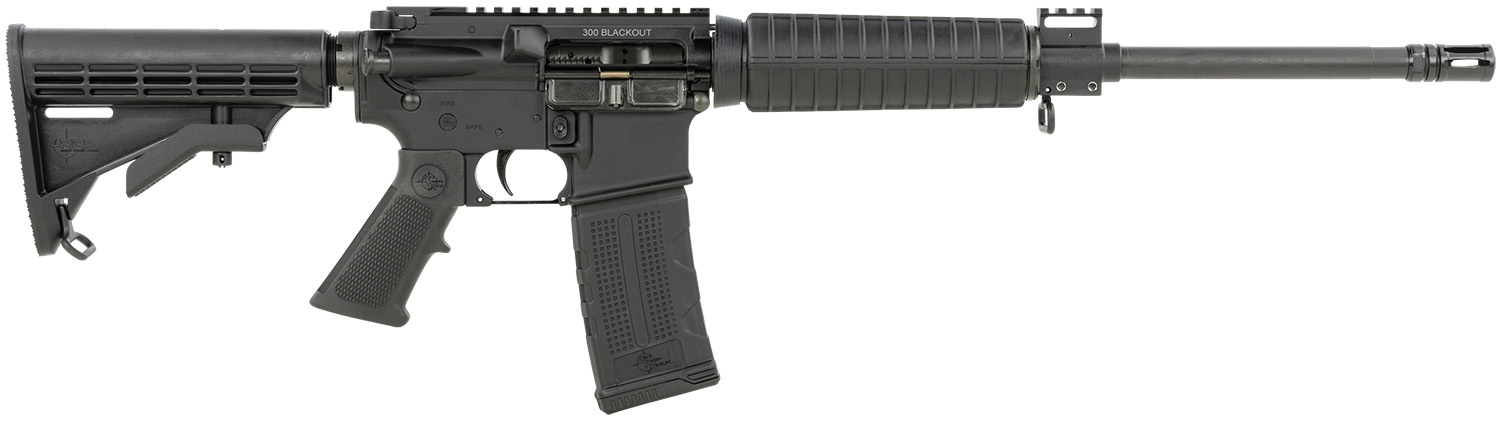 Rock River Arms BLK1850 LAR-15M CAR A4 300 Blackout 30+1 16″, Black, R4 Handguard, Tactical Carbine Stock, Overmolded A2 Grip, Railed Gas Block