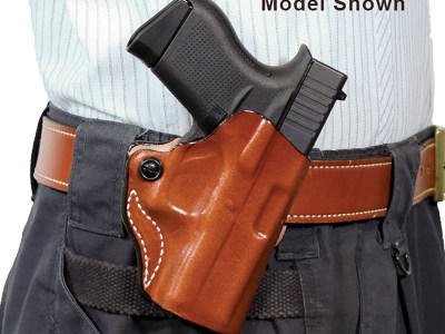 DeSantis Gunhide 019TB7WZ0 Mini Scabbard  OWB Tan Leather Belt Slide Fits Springfield Prodigy w/wo Red Dot Fits 4.25″ Barrel Left Hand