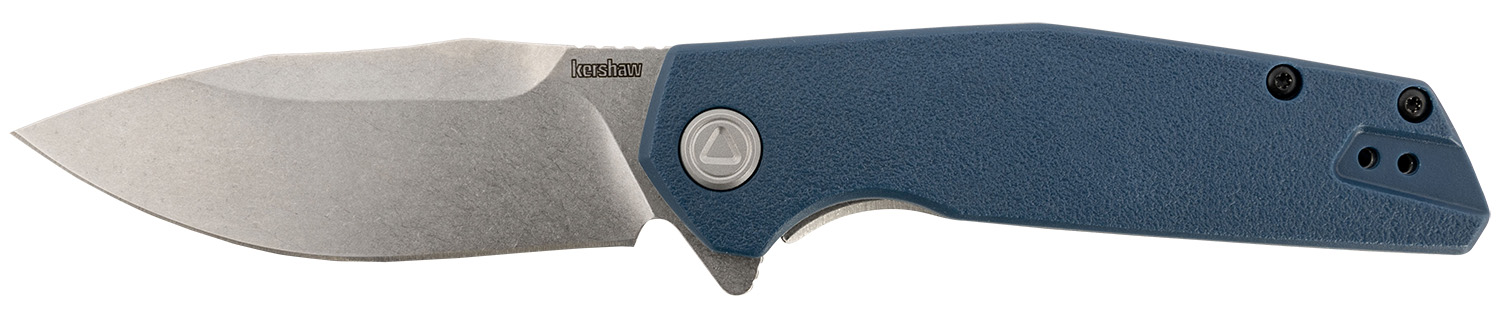 Kershaw 2036 Lucid  3.20″ Folding Clip Point Plain Stonewashed 8Cr13MoV SS Blade/Blue/Stonewashed Glass Filled Nylon/SS Handle Includes Pocket Clip