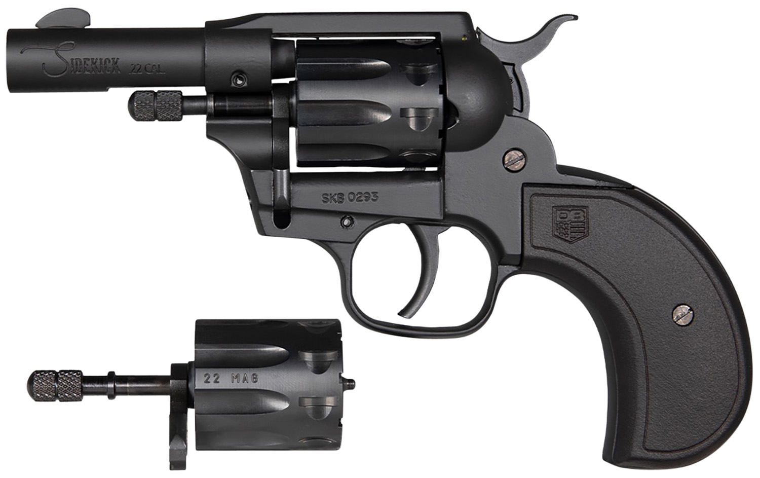 Diamondback DB0600A001 Sidekick  22 LR/22 Mag 9 Shot 3″ Black Cerakote Steel Barrel & Cylinder, Zinc Alloy Frame, Black Birdshead Polymer Grip, Hammer Safety, Exposed Hammer