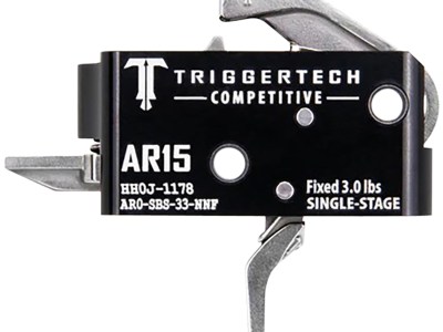 TriggerTech AR0SBS33NNF Competitive  Stainless Flat Single-Stage 3 lbs Fixed for AR-15