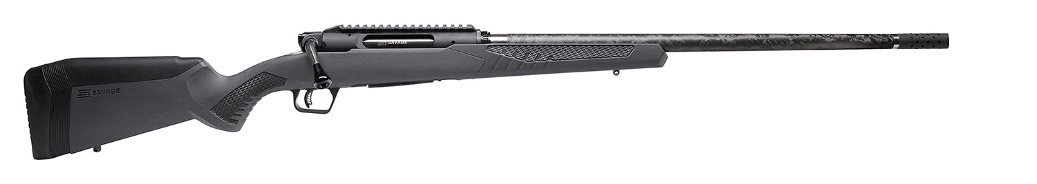 Savage Arms 57894 Impulse Mountain Hunter 308 Win 4+1 22″ Carbon Fiber Threaded Barrel, Black Aluminum Receiver w/Picatinny Rail, Gray AccuStock Synthetic Stock, Ambidextrous
