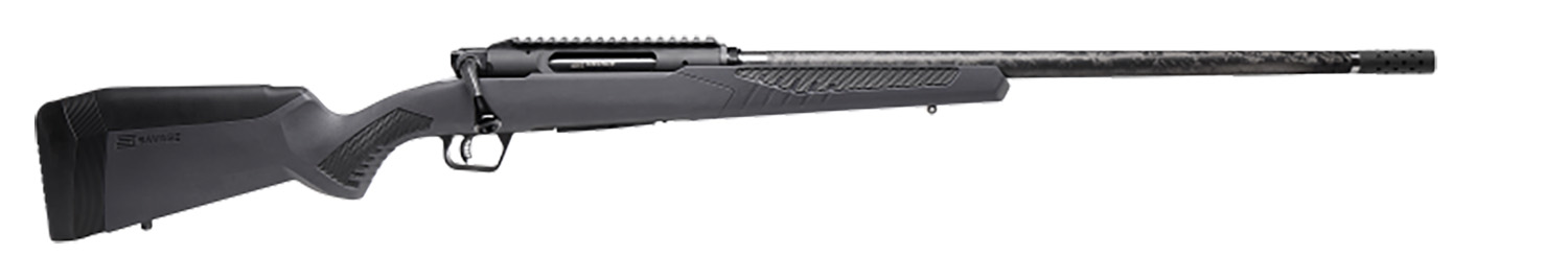 Savage Arms 57900 Impulse Mountain Hunter 28 Nosler 2+1 24″ Carbon Fiber Threaded Barrel, Black Aluminum Receiver w/Picatinny Rail, Gray AccuStock Synthetic Stock, Ambidextrous